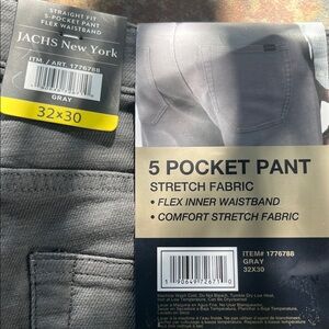 Jachs New York Charcoal Stretch Pants 5 pocket 32 x 30 NWT